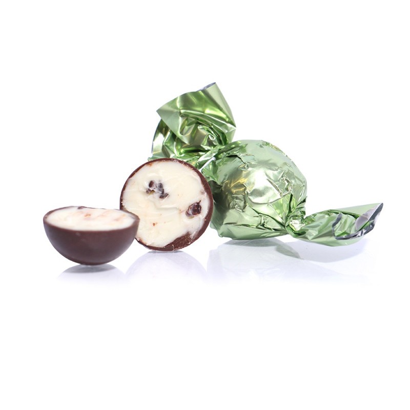 1 kg pastelgrøn fyldt Cocoture chokoladekugle
mørk chokolade med sour cherry 